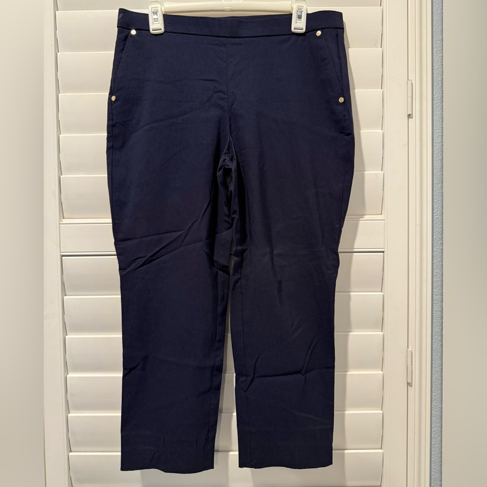 Anne Klein Navy Blue Straight Leg Pants